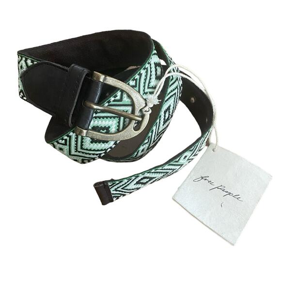 NWT Free People Moving To Mars Belt Jaded Jungle Green S/M Geometric Bohemian - Picture 9 of 9